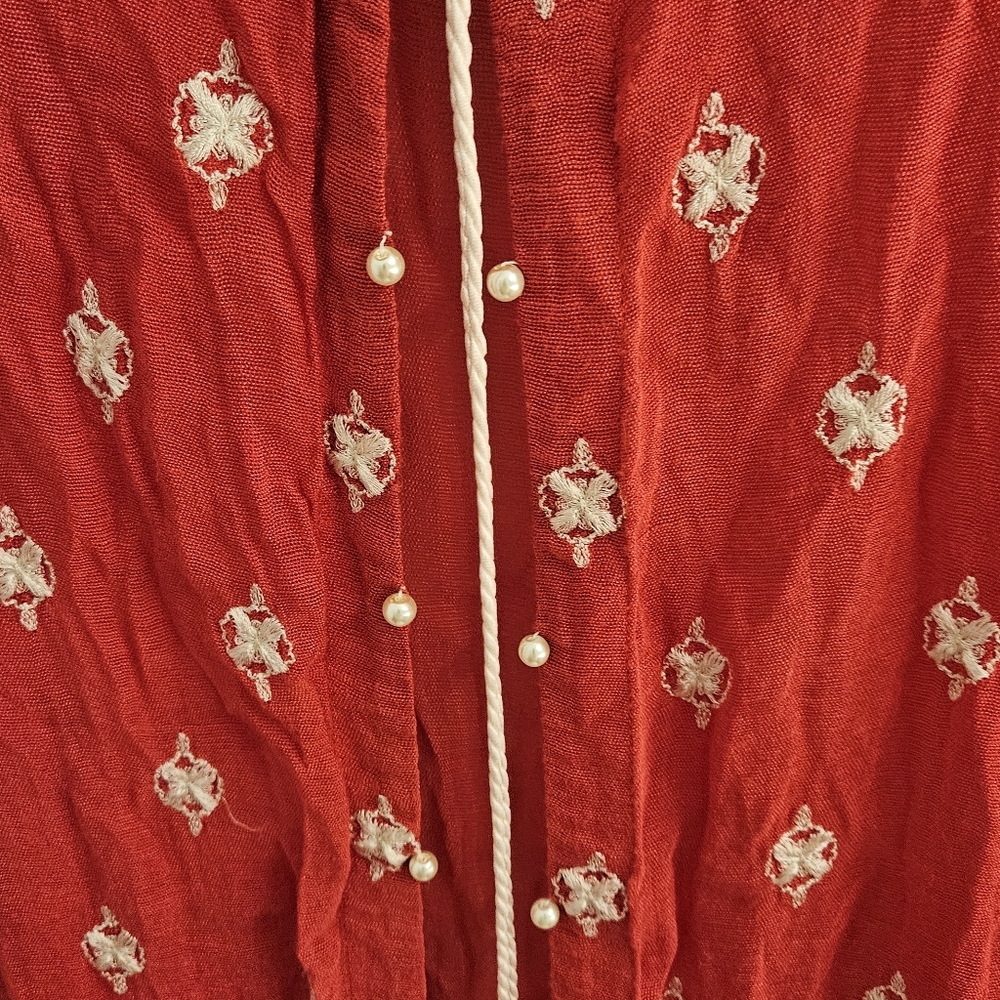 Chinyere Ruby Red Embroidered Tunic/Cardigan With… - image 3